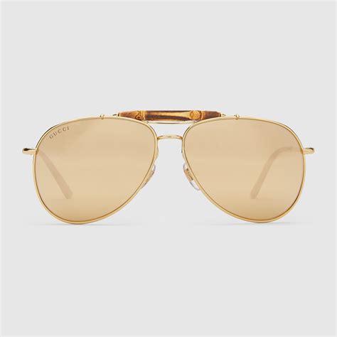 gucci gold plated mirror aviator sunglasses|Gucci oversized acetate aviator sunglasses.